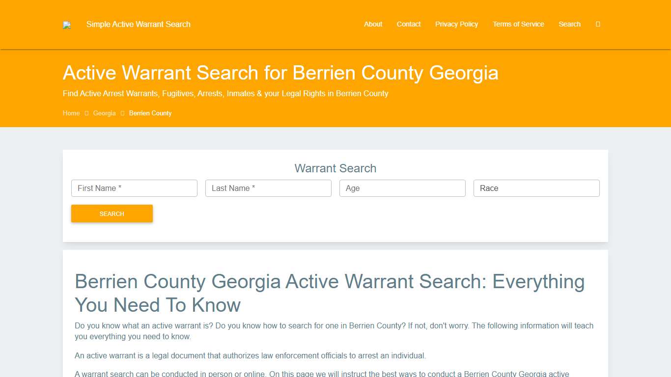 Active Warrant Search in Berrien County Georgia - Outstanding Warrants